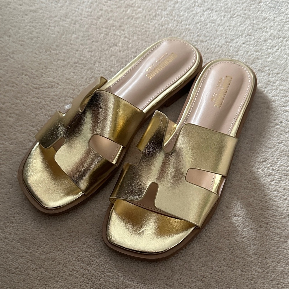 Gold Slide Sandals!